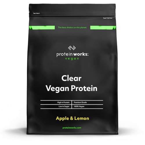 Protein Works - Proteína vegana transparente, bebida refrescante con alto contenido de proteínas, 18 batidos, manzana y limón, 270 g