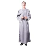 ARDZLALS Men's Traditional Buddhist Monk Robe Women's Loose Comfortable Cotton Meditation Prayer Costume(Gray,2XL)