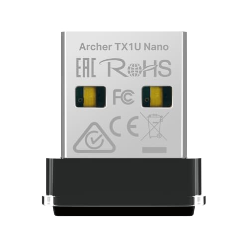 TP-Link Archer TX1U Nano AX300 Adaptateur USB Wi-FI 6 Nano, Dual Band 2,4/5GHz, Débits Jusqu’à 287 Mbps, Compatible Windows 11/10/7 & Linux, MU-MIMO, Mode Point d’accès, Sécurité WPA3