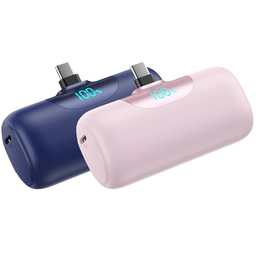 [2-Pack]Mini Portable Charger for iPhone 17, 5500mAh LCD...