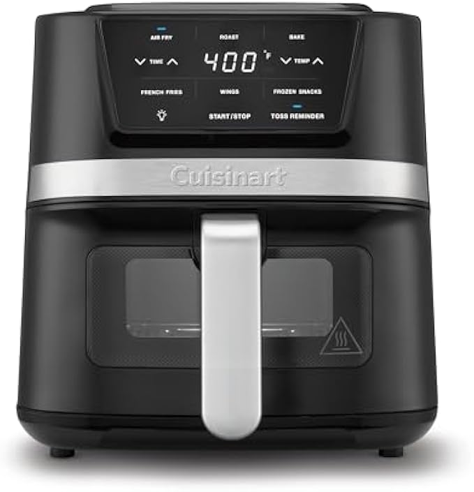 Cuisinart Air Fryer Oven – 2.6-Qt Basket Black and Stainless Steel Air Fryer – Dishwasher-Safe Parts with 3 Presets – Roast, Bake, and Air Fry – Quick & Easy Meals – AIR-80