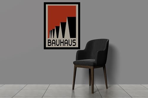 Image of BLINKART Vintage Bauhaus Retro Geometric Aesthetic Poster Gallery | Colorful Wrap Framed For Home Office Studio Living Room Modern Art Studio Decoration Abstract Shapes | (d151) | 13x10 Inch