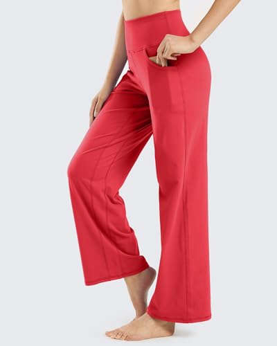 Image of Promover Wide Leg Pants Woman Yoga Pants with Pockets Stretch Loose Casual Lounge Sweatpants Petite /Regular /Tall