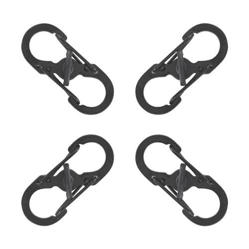 4 Stück S Karabiner, Karabinerhaken Klein aus Edelstahl für Outdoor Camping, Doppelkarabiner 8 Förmiger, Anti-Diebstahl Metallschnalle Ideal für Rucksäcke, Schlüsselbund, Federbelastete Schlüsselkette