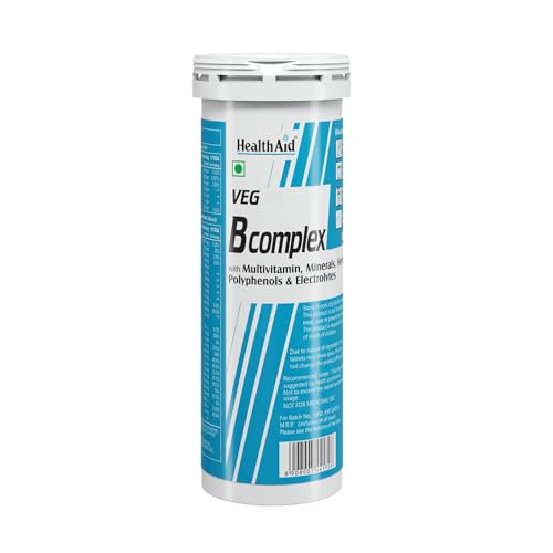 Image of Health Aid Vegan B Complex - 20 Effervescent Tablets | Multivitamin, Minerals, Herbal Blend, Polyphenols & Electrolytes