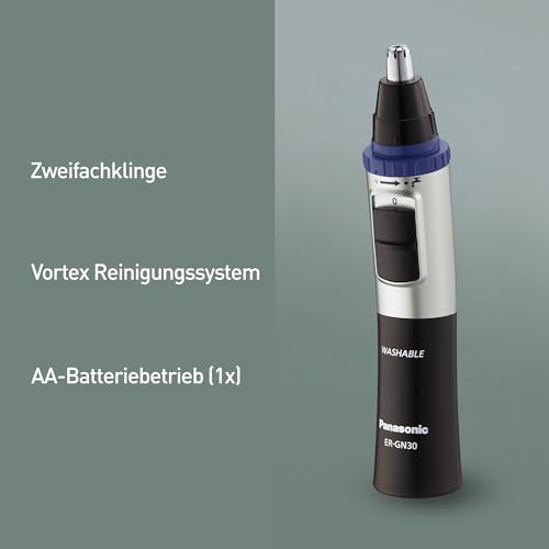 Panasonic ER-GN30-K503 Nass/Trocken Nasen- und Ohrhaartrimmer für Männer, hypoallergene...