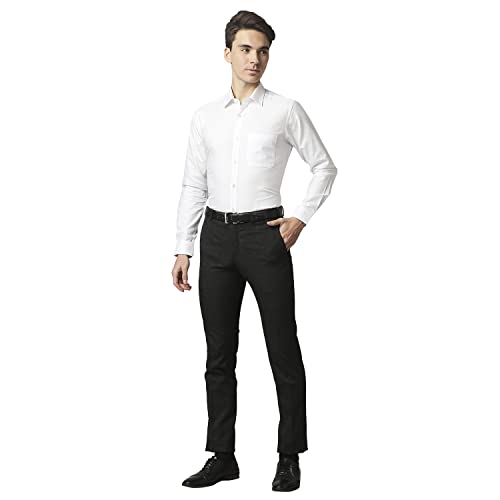 Image of Raymond Men's Polyester Blend Solid Pattern Slim Fit Flat Front Formal Trouser