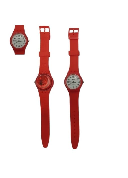 Montre prison admissible avec boîtier transparent rouge 35 mm unisexe