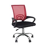 Resistente y duradera: Estructura de acero, reposabrazos y asiento de tela. Respaldo de malla transpirable y soporte lumbar para un descanso óptimo. Dimensiones 52x65x(86-95)cm (largo x ancho x alto)