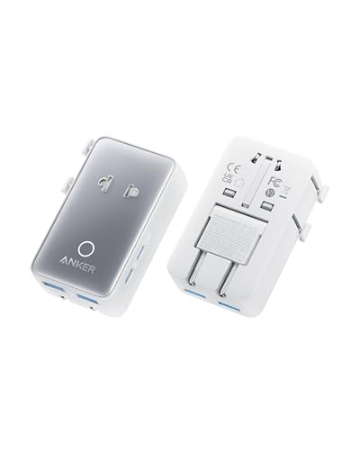 Anker Nano Adaptador Enchufe Universal de Viaje, con Conector USB de 5 Puertos con 1 Puerto de CA, 2 Puertos USBA y 2 Puertos USBC, Control de Temperatura Integrado, Apto en más de 200 países
