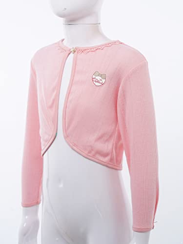 Aislor Girls Knit Long Sleeve One Button Bolero Cardigan Shrug Kids Dress Cover Up Top Knitted Sweater Jacket Outerwear4