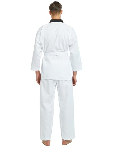 Image of TopTie V-Neck Taekwondo Uniform for Kids Adults, TKD Dobok Uniform Martial Arts Uniform with Belt