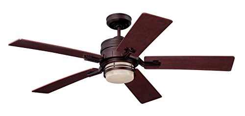 Get Discount Offer Luminance kathy ireland HOME Amhurst LED Ceiling Fan, 54 Inch Dimmable Lighting with 4-Speed Wall Control  Indoor Metal Fixture with 5 Reversible Wood Blades, Venetian Bronze