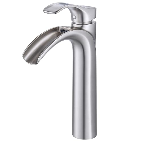Yodel Faucet Modern Tall Brushed Nickel Waterfall Bathroom Faucet –