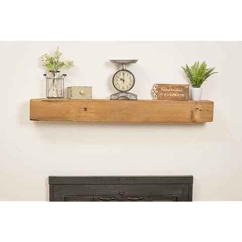 Modern Timber Craft Rustic Saw Cut Barn Beam Fireplace Mantel - Handcrafted from Certified Reclaimed Barnwood - Solid Wooden 6x6 with Hardware (Planed, 54 inches) Cover