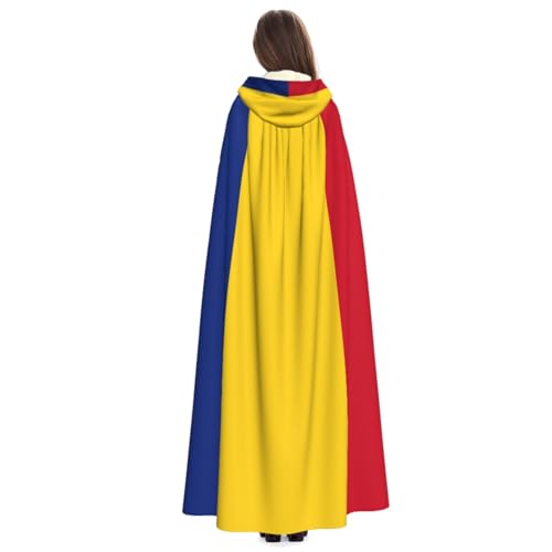 Cape à capuche drapeau Roumanie 140 cm costume unisexe sans plis