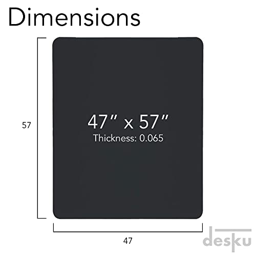 Image of Office Desk Chair Mat - PVC Mat for Hard Floor Protection, Black, 47 Inches x 57 Inches, Home Office Supplies, Made in The USA