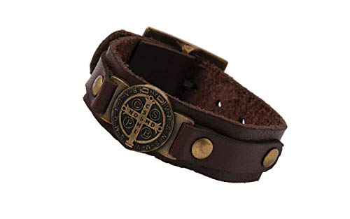 Intercession St Benedict Genuine Leather Protection Bracelet - Made in Brazil