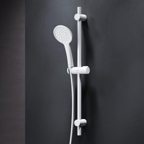 AM.PM Hit - Duschset mit Brausestange ohne Armatur, Duschbrause mit Schlauch und Halterung, Duschstange mit Handbrause, Duschsäule, Duschkopf mit 1 Strahlart, Weiß