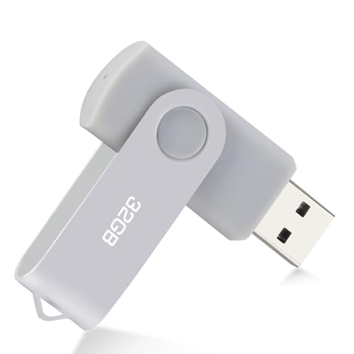 CLé USB 32Go, Cle USB Pen Drive USB 2.0 Mémoire Stick 32Go Thumb Drive pour PC, TV, Voiture, Ordinateur Portable etc (Argent)