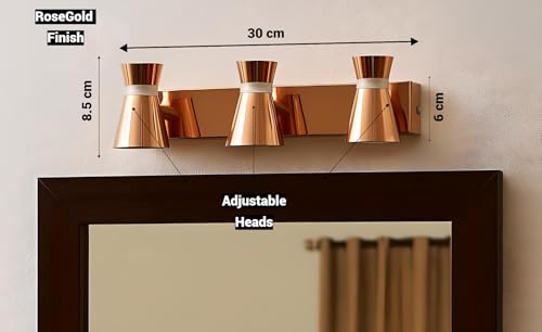 Image of FILLISKA 3 in 1 Double Wall spot /Picture /Display /Mirror Light with Adjustable Head and Colour Changing Function (3 Way RoseGold-397)