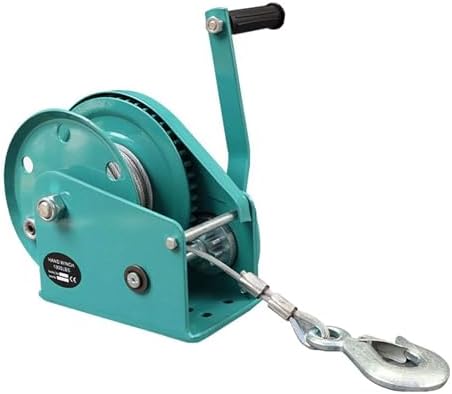 Heavy Duty Portable Hand Crank Winch - Two-Way Gear Winch for Hoisting, Traction & Towing, Perfect for Trailers, Boats & Outdoor Use, Durable Manual Winch with Cable