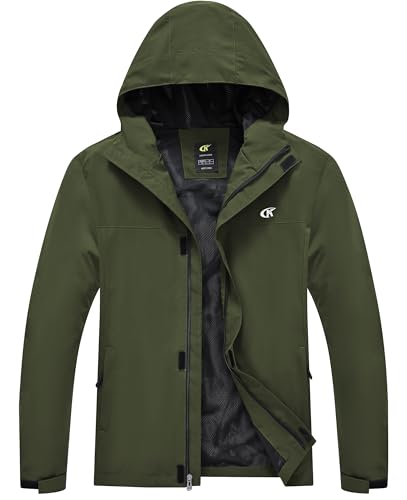 Image of YuKaiChen Mens Rain Jacket Waterproof Hooded Windbreaker Jacket Lightweight Outdoor Hiking Shell Coat