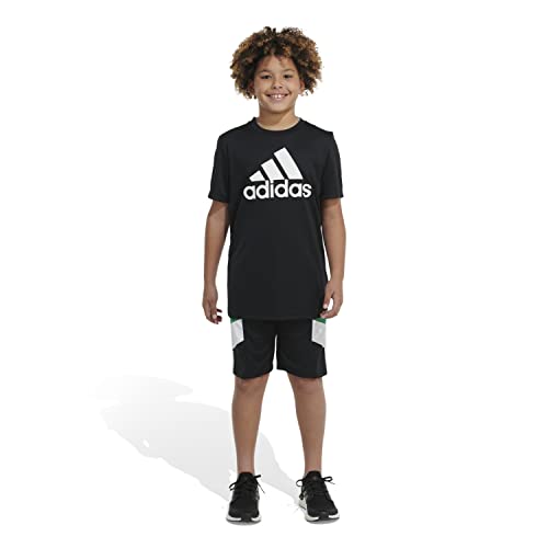 adidas Boys' Elastic Waistband Classic 3S Short, Black Green White, Large4