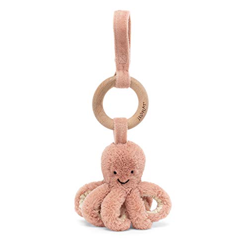 Image of Jellycat Odell Octopus Wooden Ring Baby Stroller Car Seat Toy