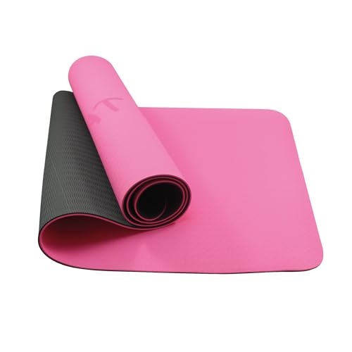 1Above yoga mat | Eco Friendly and Odour Free| Perfect for Home Gym and Outdoor Use| Ideal for Yoga and Pilates| Lightweight for Travel and Home Workout Mats with Carry Strap Included (PINK&BLACK)