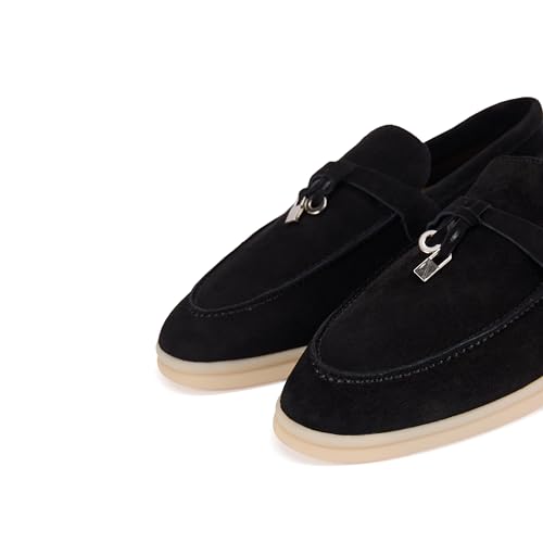 Image of Women's Summer Stroll Charms Premium Designer Suede Leather Loafers Shoes