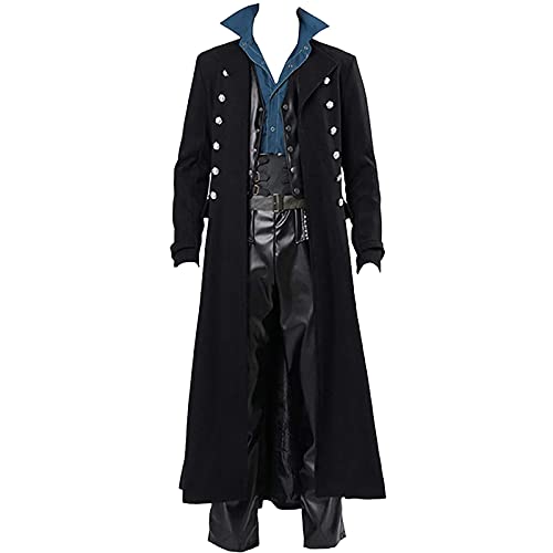 Mittellanger Trenchcoat Herren Halloween Kostüm Gothic Steampunk Windjacke...