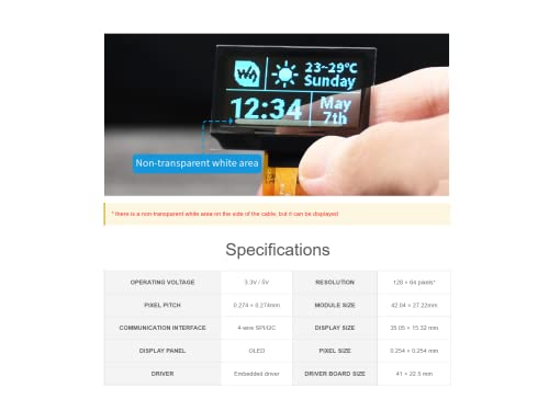 Image of 1.51inch Transparent OLED Display Module 128x64 Resolution Light Blue Color Display OLED for Raspberry Pi /Arduino /STM32,Full Viewing Angle,Embedded Independent Driver Chip,SPI /I2C Interfaces