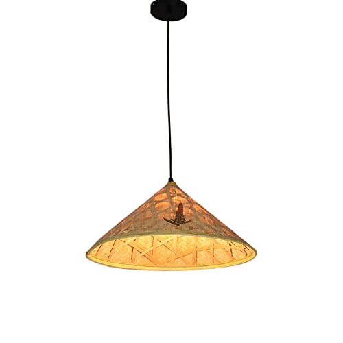 Lámpara de sombrero de paja colgante de ratán natural estilo rústico para techo de comedor