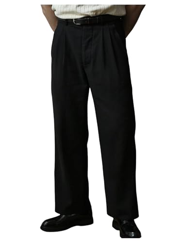 Men's Pleated Dress Pants Straight Leg Business Work Office Casual Suit Pants Trousers