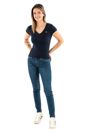 Tommy Jeans Damen Tjw Slim V-Neck Tee Dw0dw20458 S/S T-Shirt, Blue (Dark Night Navy), XL EU