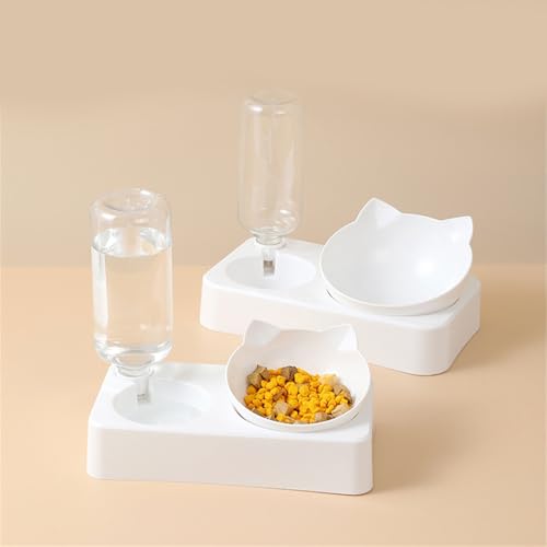 Comedero elevado 2 en 1 y dispensador de agua para perros y gatos alimentador práctico para mascotas 3