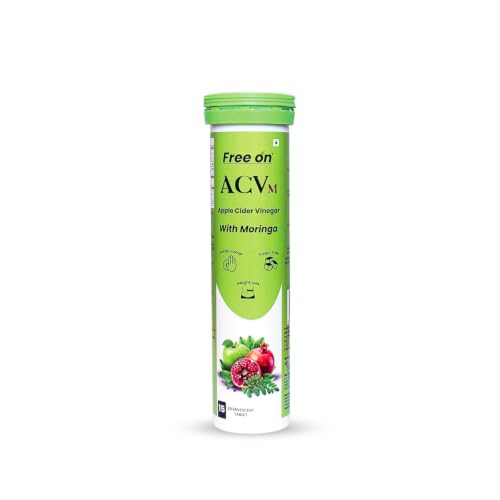 Image of Free On ACV Moringa Effervescent Tablets - Apple Cider Vinegar with Moringa - Controls Cravings, Boosts Metabolism & Weight Loss - Sugar Free - Pomegranate Extract, B6 & B12 - Green Apple (Pack of 4 (60 Tablets))