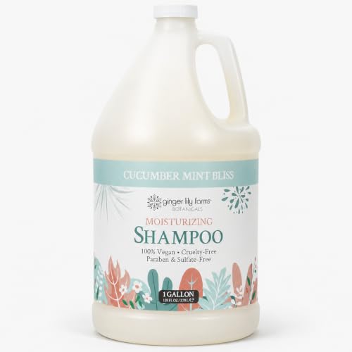 Image of Ginger Lily Farms Botanicals Shampoo, 128oz, Cucumber Mint Bliss | 100% Vegan & Cruelty-Free | Moisturizing Shampoo for All Hair Types | Refill Size