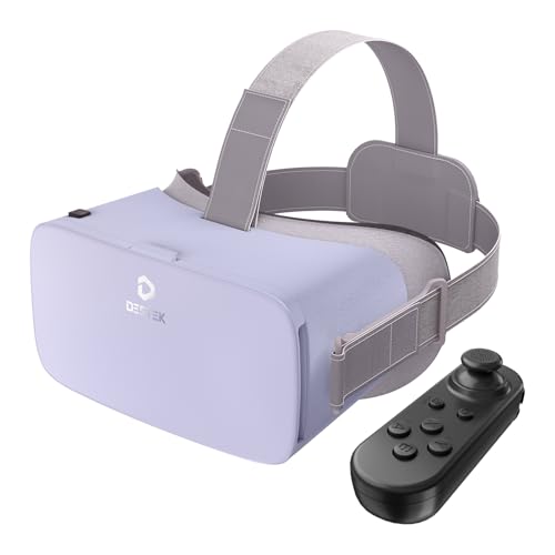 Image of DESTEK V5 VR Headset for Phone w /VR Gamepad, 128 Premium VR apps Included, Anti-Blue Eyes Protected HD Lenses, 110 FOV Virtual Reality Headsets for iPhone, Android Phone - Light Red