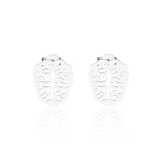 CENWA Stainless Steel Tiny Brain Stud Earrings Anatomy Brain Earrings Brain Jewelry Cute Earrings