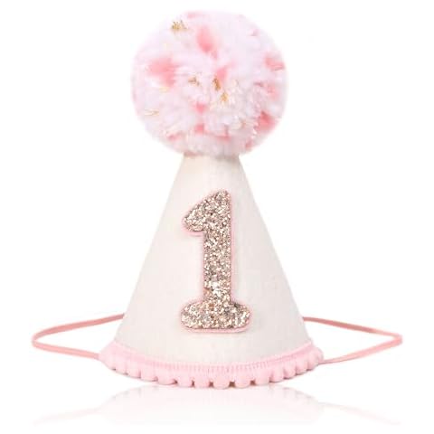 AOQURE Pink 1st Birthday Party Hat Cover