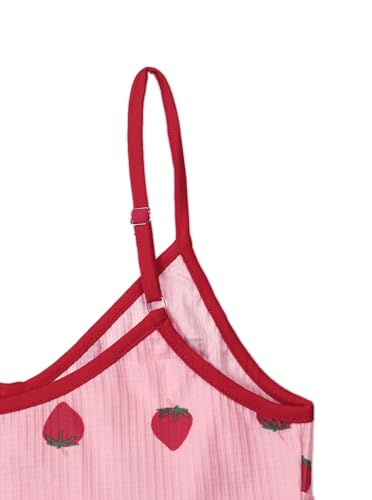 Image of Hilinker Womens Graphic Print Ribbed PJ Set Crop Cami Tops and Shorts Cute Pajamas Set