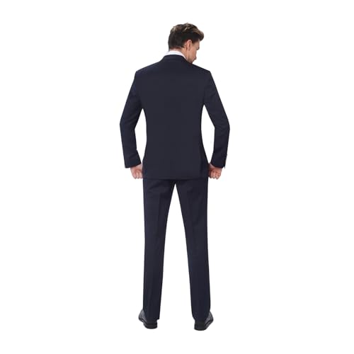 P&L Men's Suit 3 Piece Wool Blend Classic Fit Single Breasted 2 Buttons Blazer & Flat Front Pants & Vest2