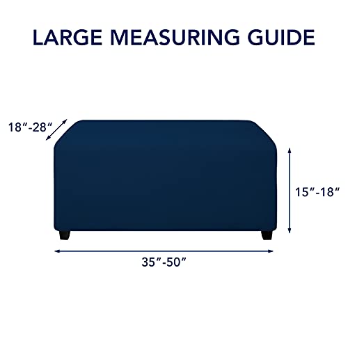 Image of PureFit Stretch Rectangle Ottoman Cover Footstool Cover, Navy