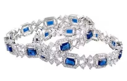 AMERICAN DIAMOND 4LEAF BLUE BANGLES SET FOR WOMEN & GIRLS (2.10) (B0CZTW2YGJ) Amazon Price History, Amazon Price Tracker