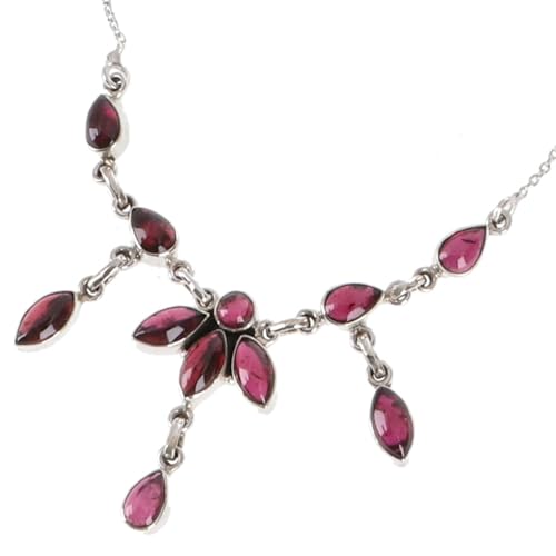Collier en argent grenat véritable pendentif pierres semi-précieuses