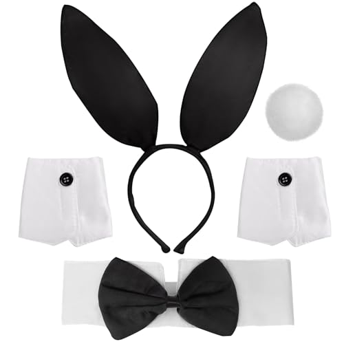 Jremreo 5-Piece Black Bunny Ears Headband Costume Accessory Set