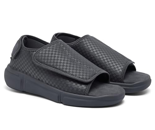Image of Men's Open toe Diabetic Sandals Wide Width Adjustable Straps Arch Support Lightweight & Breathable Mesh for Comfort and Pain Relief