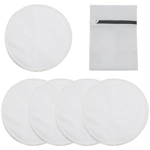 IKOPFLN 5 protectores mamarios lavables, discos lactancia reutilizables, muy absorbentes, blancos, con bolsa de malla